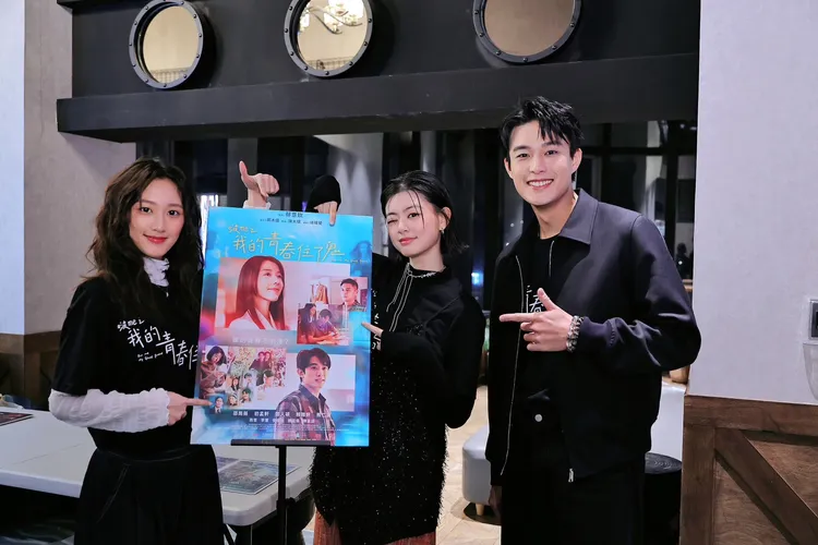 安俊朋（右起）、陳昱廷和顏瑀晴分享拍攝幕後故事。風暴國際股份有限公司提供