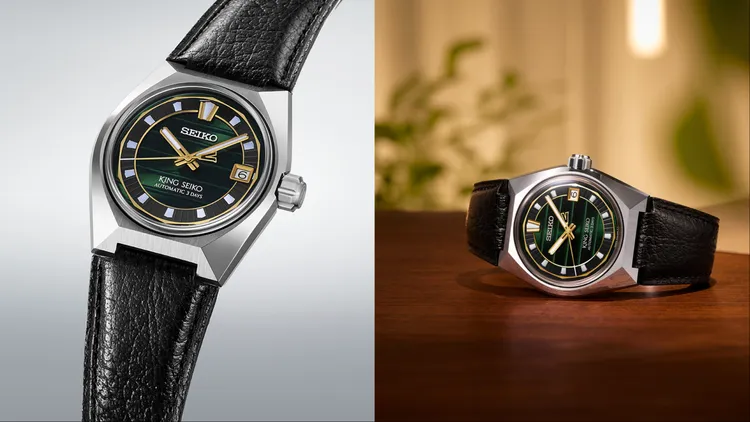 SLA095J1採用森林綠面盤，致敬市中心的大片綠肺，並搭配黑色皮革錶帶。品牌提供