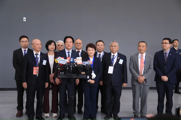 賴總統上午出席台中百工百業博覽會開幕，會前針對台美關稅發表談話。民眾提供