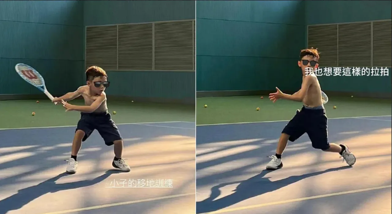 周杰倫兒子Romeo熱愛打網球。翻攝昆凌IG