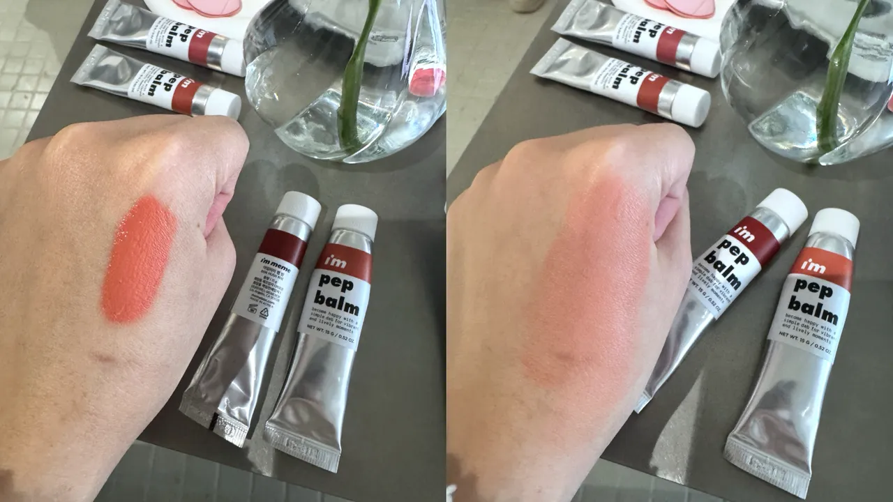 I'M MEME我愛奶霜唇頰水彩只要少量就可輕鬆延展。張家玲攝