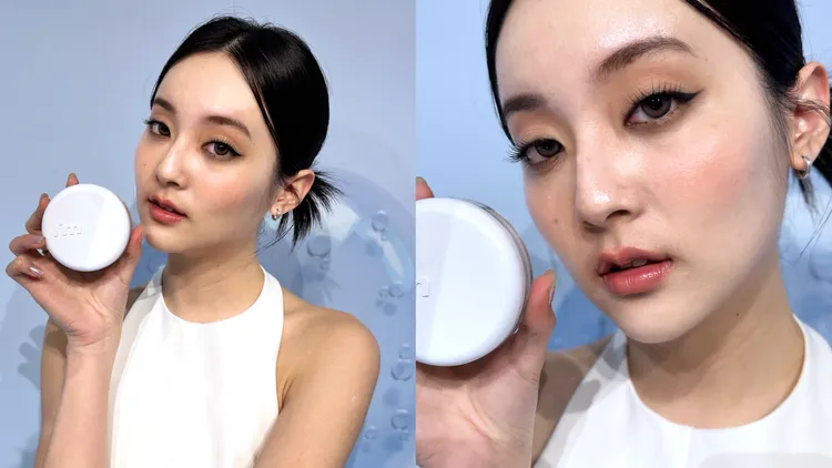 Model示範I'M MEME我愛神力水光紗網氣墊。張家玲攝