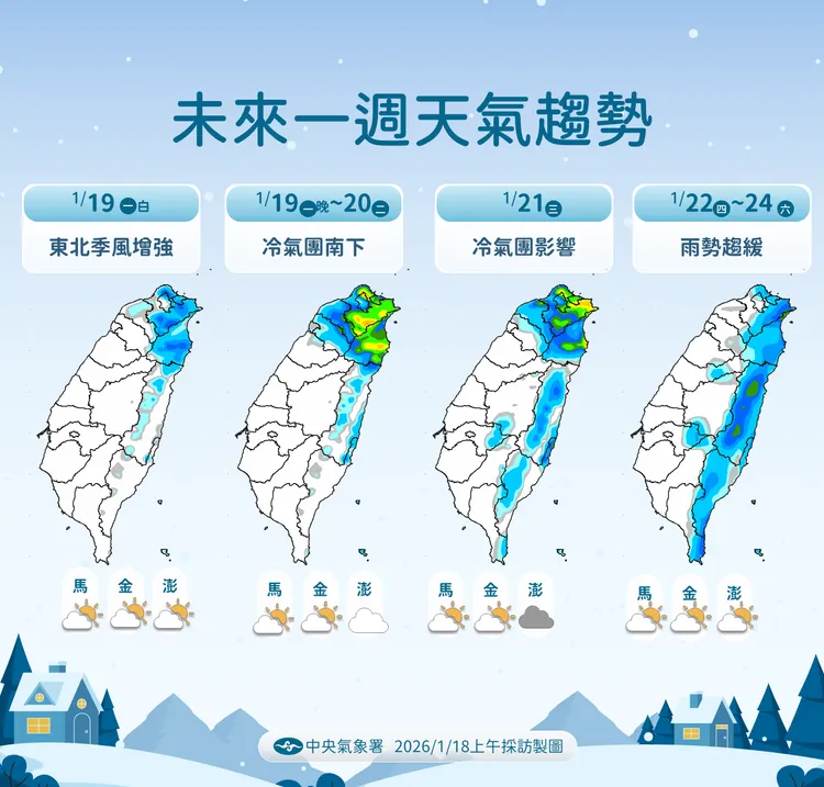 未來降雨趨勢。氣象署提供