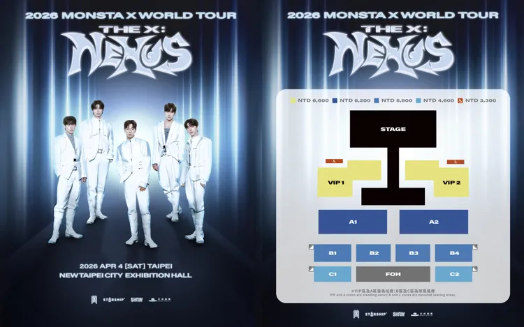 MONSTA X睽違8年來台開唱，票價出爐。SHOWNOTE提供