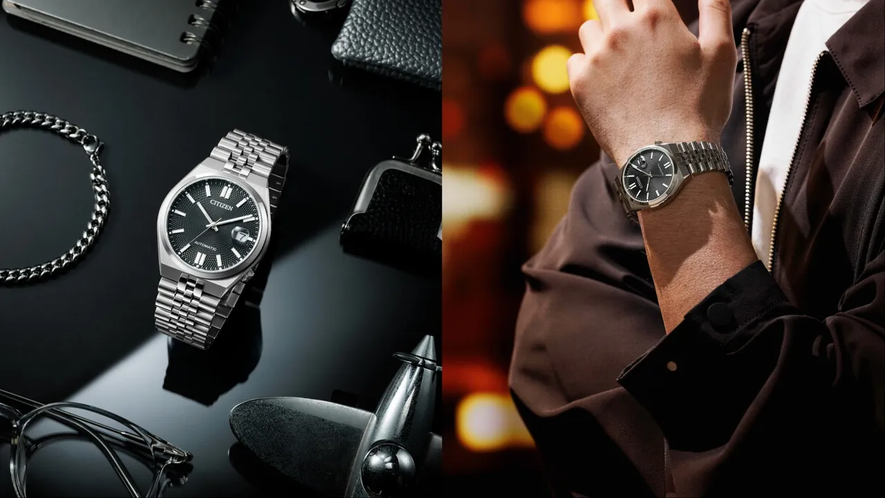 TSUYOSA 60表壳采用千禧年代运动表经典轮廓，并搭配同样复古的五珠式多炼节表带。品牌提供