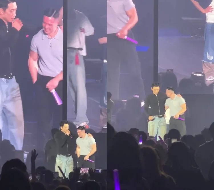 Rain《LA SONG》唱到一半喊卡，直接cue沒跳的男粉上台。讀者提供
