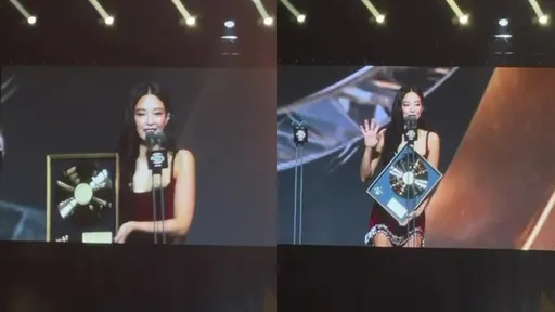 金唱片｜Jennie紅色短裙3度上台領獎！喊話BLACKPINK：成員在看嗎？