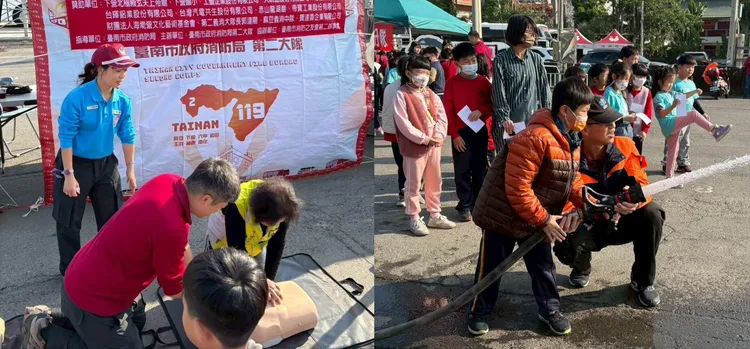 除了宣導外還有CPR、小小消防員等體驗活動，讓民眾、學童實際感受。第二大隊提供