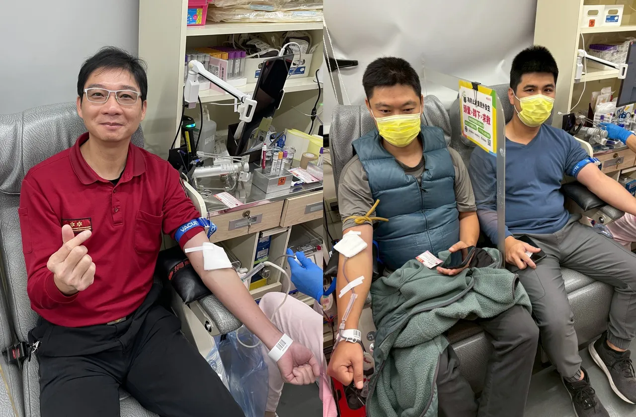 警義消宣導之餘也挽起袖子捐血，助人最樂。第二大提供