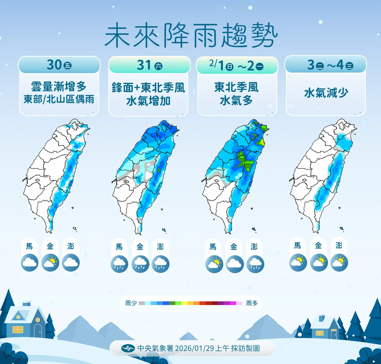 未來降雨趨勢。氣象署提供