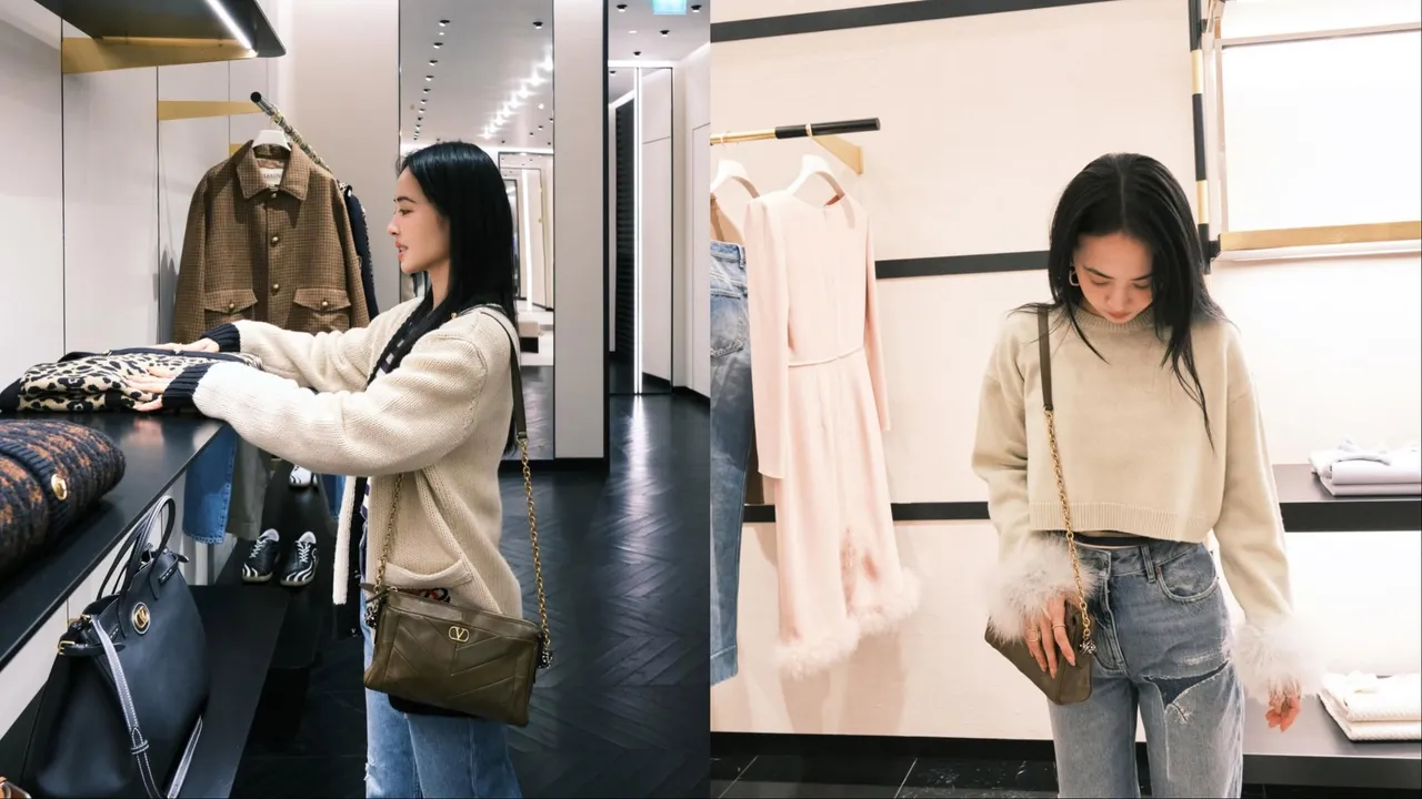 蔡依林在欣賞VALENTINO高訂秀前先來挑美衣。翻攝蔡依林工作室微博