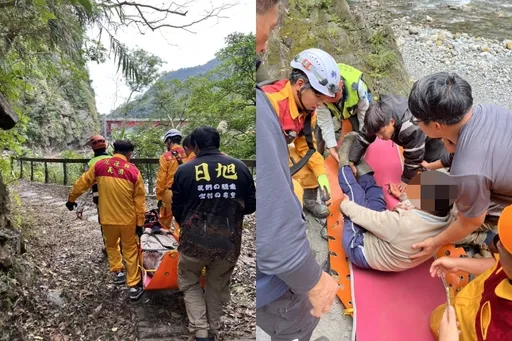 騎車摔25米深砂卡礑溪床　60歲男命大被吊掛救起