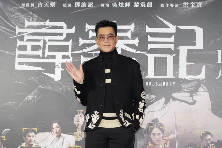 古天樂（左）和宣萱來台宣傳《尋秦記》。攝影中心攝