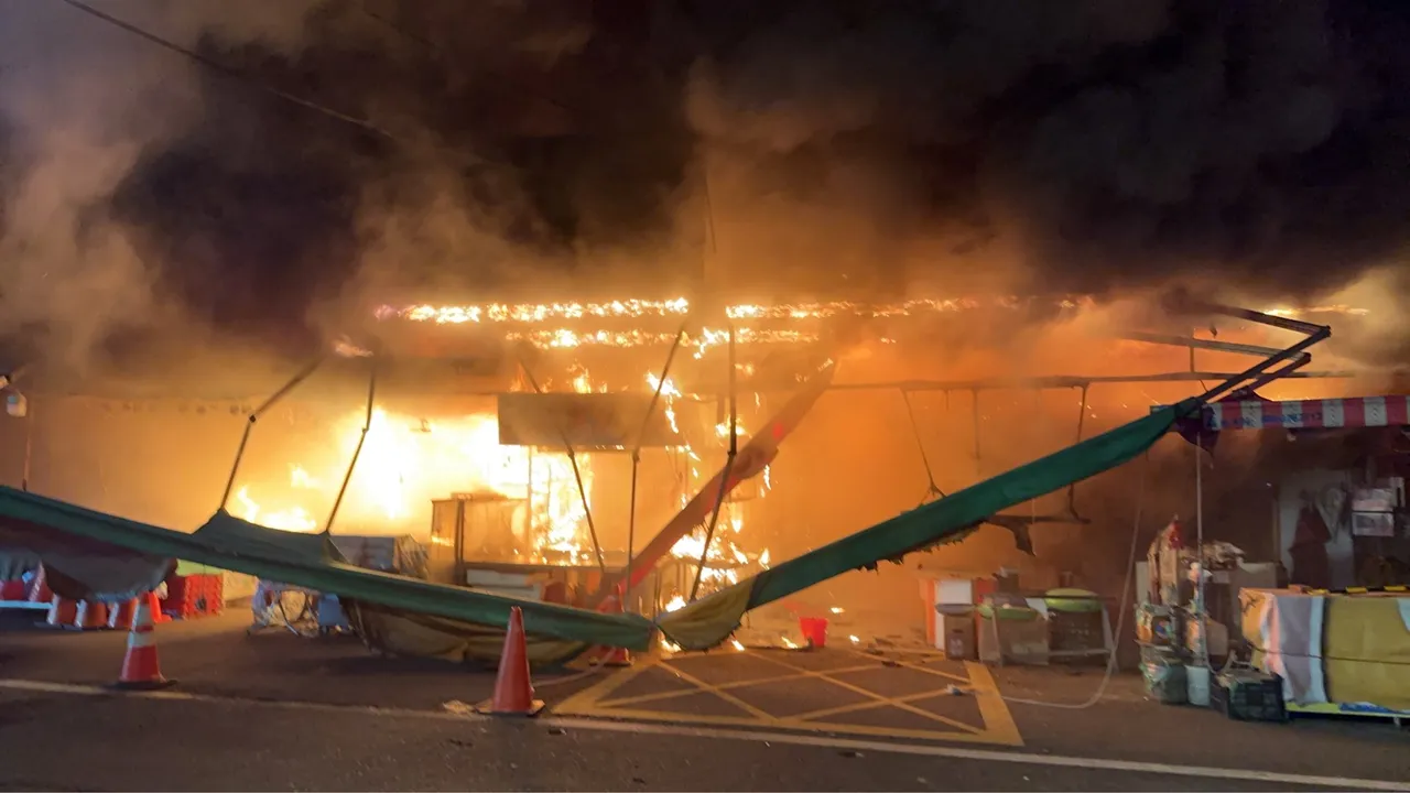 南门市场大火。经发局提供