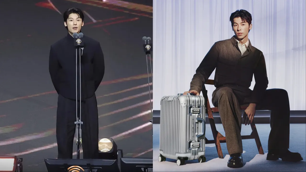 許光漢無論是出席金唱片頒獎典禮，或是拍攝RIMOWA形象片，造型都帥翻。左圖翻攝金唱片IG、右圖品牌提供