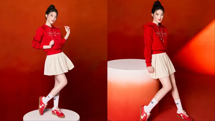 舒華踩上小紅鞋的模樣相當俏麗。品牌提供