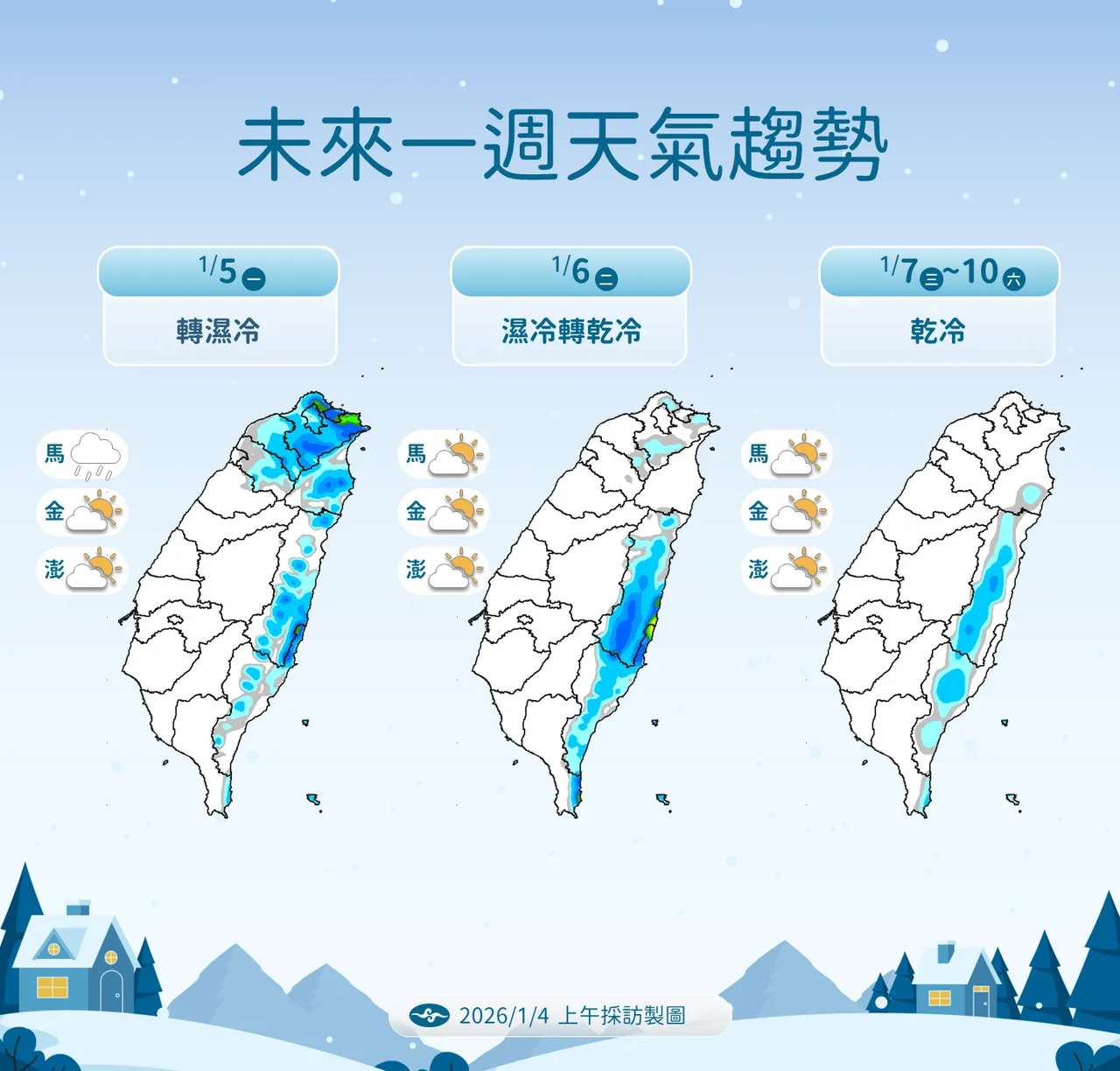 未来降雨趋势。气象署提供