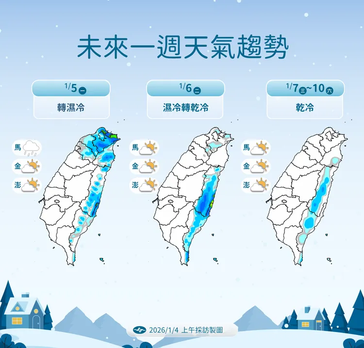 未來降雨趨勢。氣象署提供