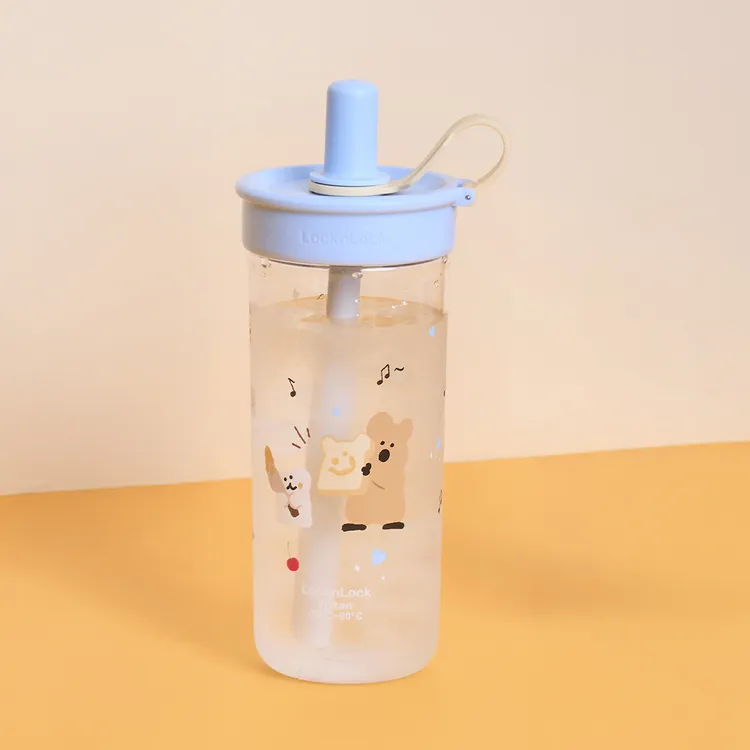 樂扣樂扣DINOTAENG呆萌町「嚼對FUN飲吸管杯」藍色。LocknLock樂扣樂扣提供