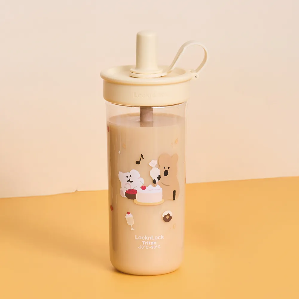 乐扣乐扣DINOTAENG呆萌町「嚼对FUN饮吸管杯」黄色。LocknLock乐扣乐扣提供