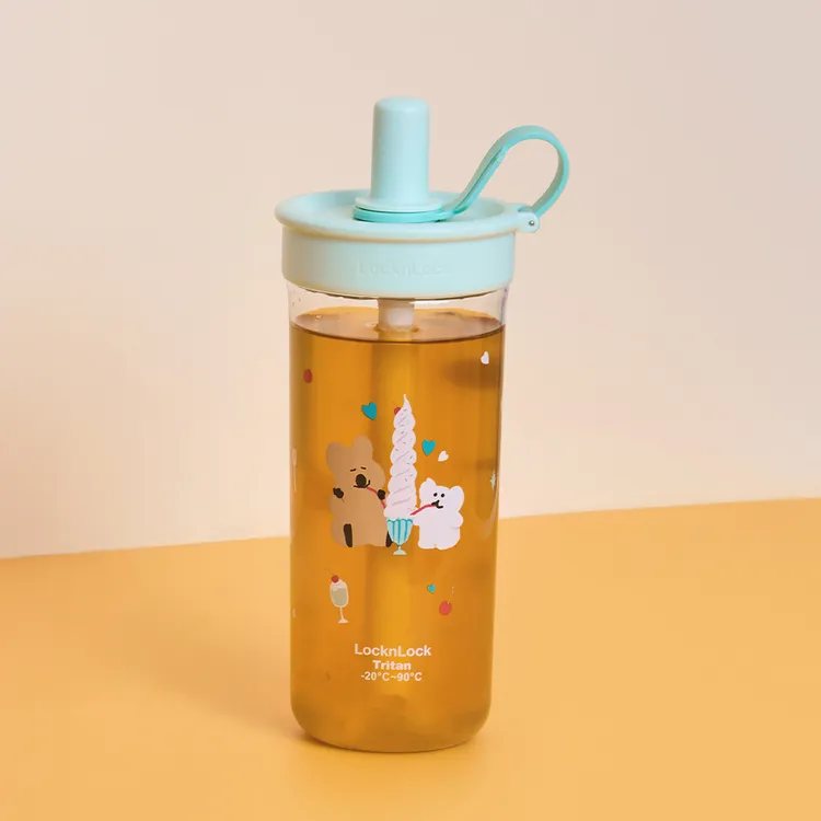 樂扣樂扣DINOTAENG呆萌町「嚼對FUN飲吸管杯」綠色。LocknLock樂扣樂扣提供