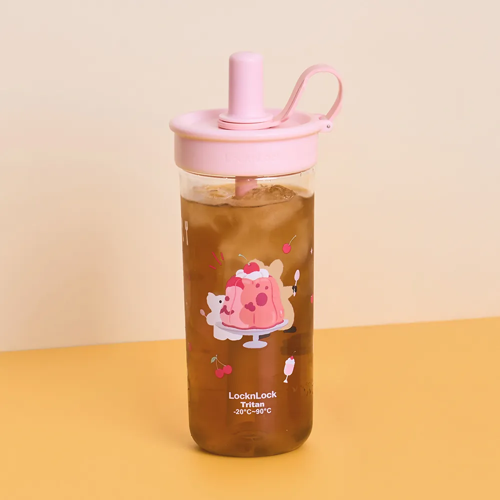 乐扣乐扣DINOTAENG呆萌町「嚼对FUN饮吸管杯」粉色。LocknLock乐扣乐扣提供