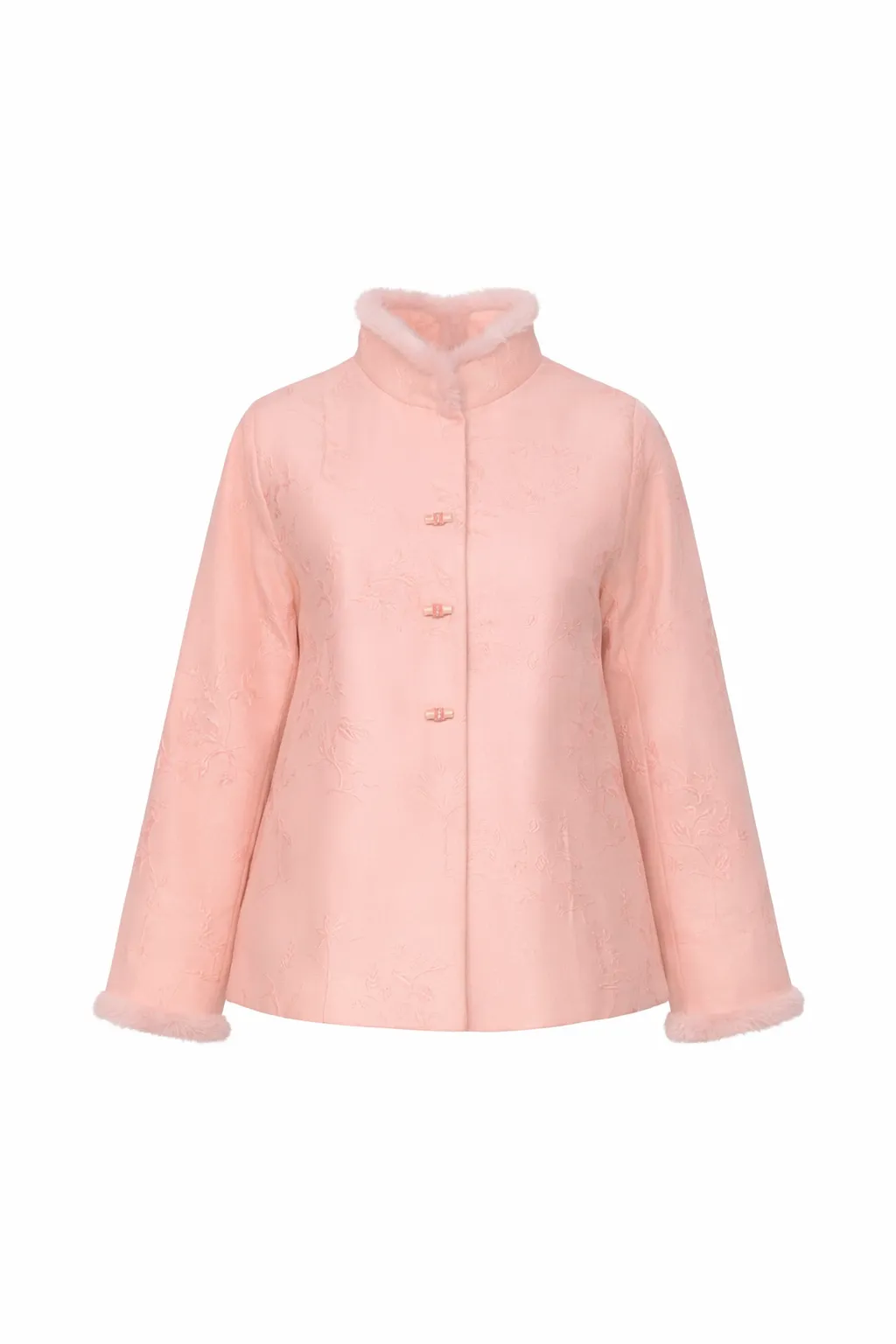 夏姿貂毛立領緹花棉襖外套，4萬5800元。品牌提供