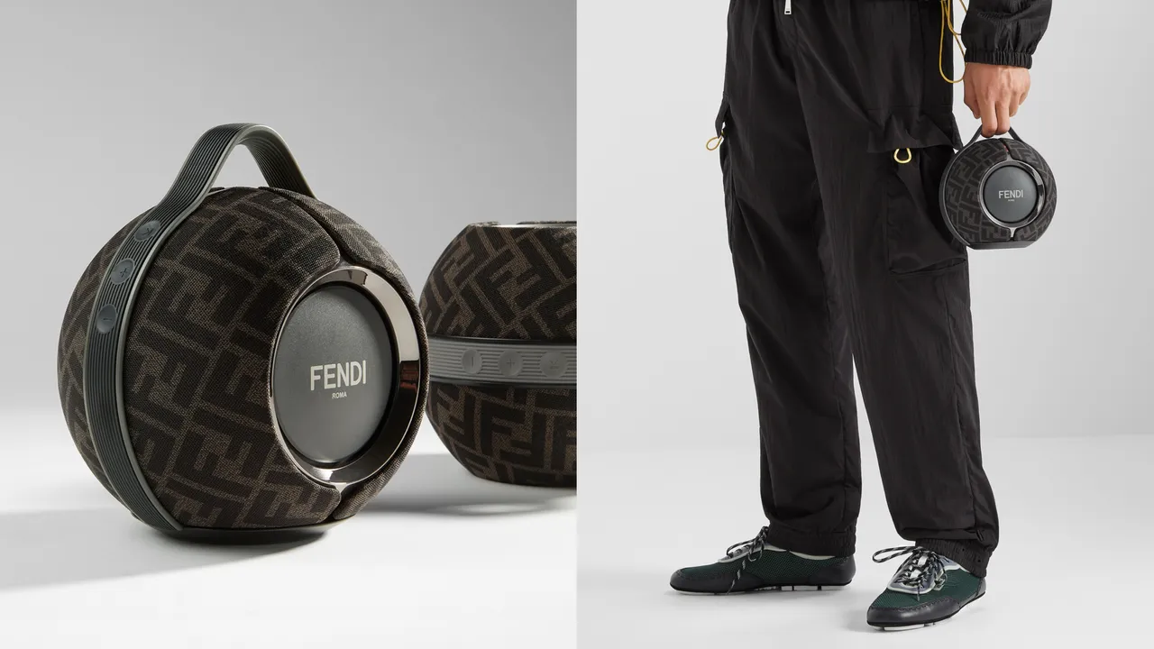 FENDI x DEVIALET Mania黑灰款隨身音響。品牌提供