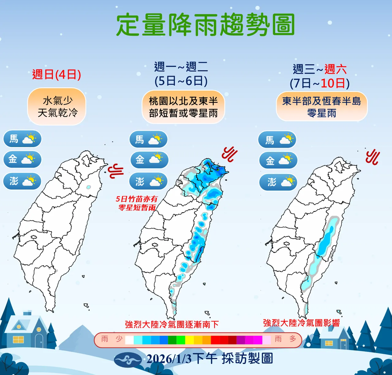 未来一周降雨趋势。气象署提供