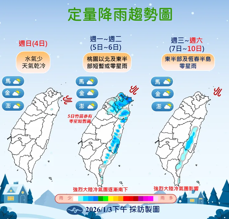 未來一週降雨趨勢。氣象署提供