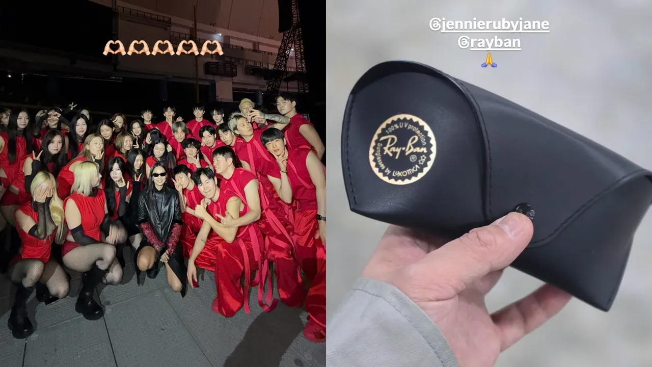 Jennie送金唱片50名舞者雷朋墨镜超暖！Jisoo看直播笑吐「好忙啊」