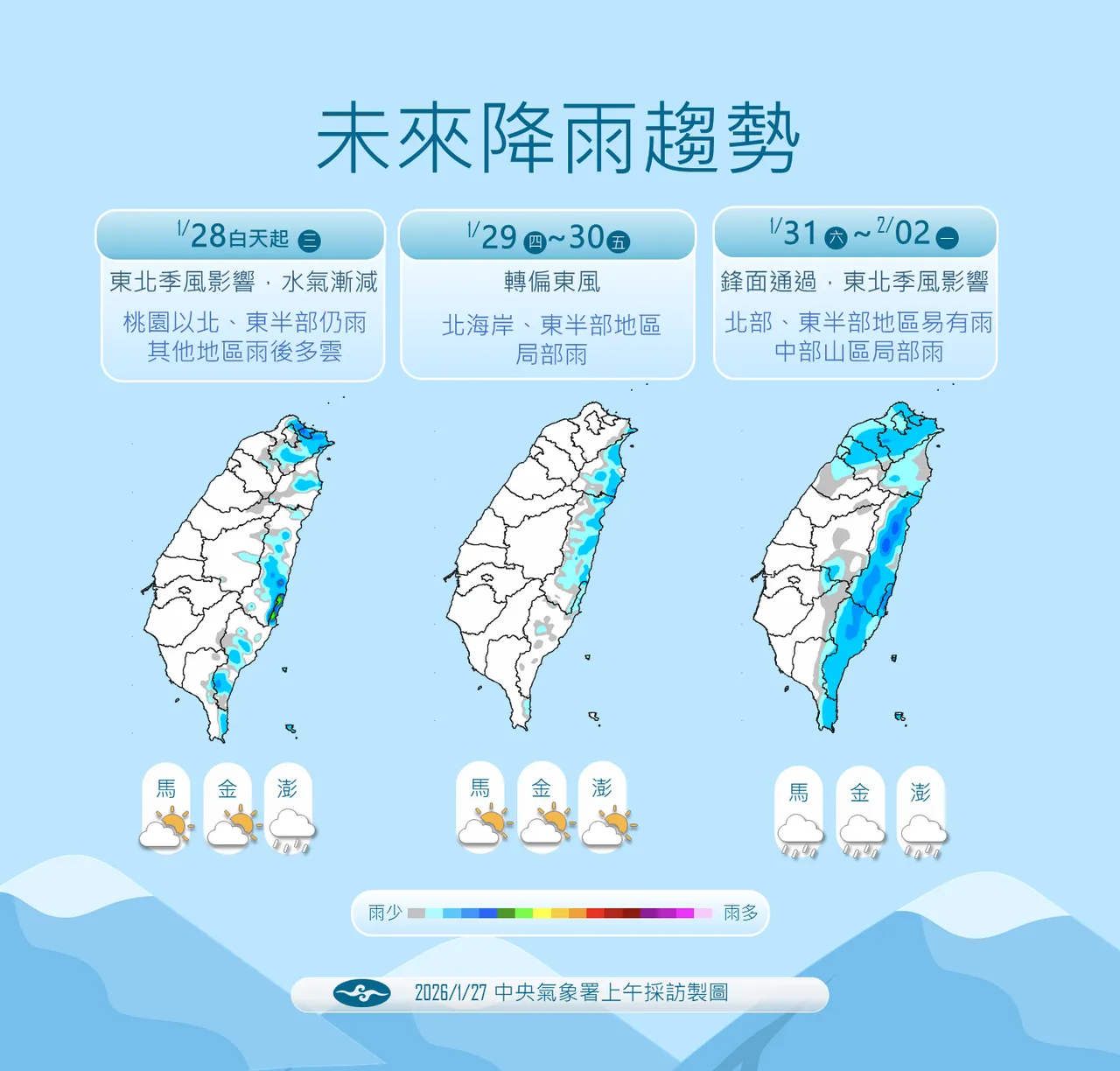 未來降雨趨勢。氣象署提供