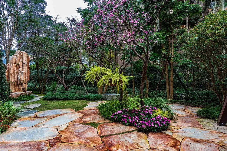 陶朱隱園秘密花園櫻花盛開。中華工程提供