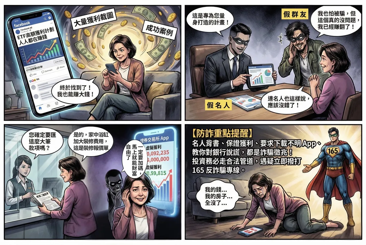 詐團手法一覽。翻攝畫面