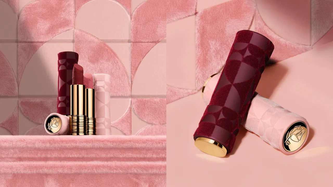 蘭蔻絕對完美唇膏絲絨霧感情人節絨粉桃心限定包裝。品牌提供
