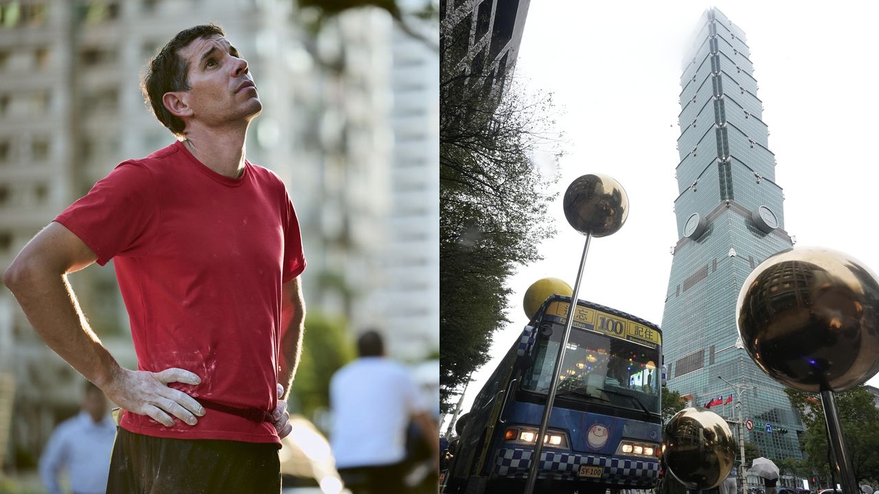 霍諾德徒手攀爬101因雨延期!粉絲帶攻頂成功看板支持「安全第一」