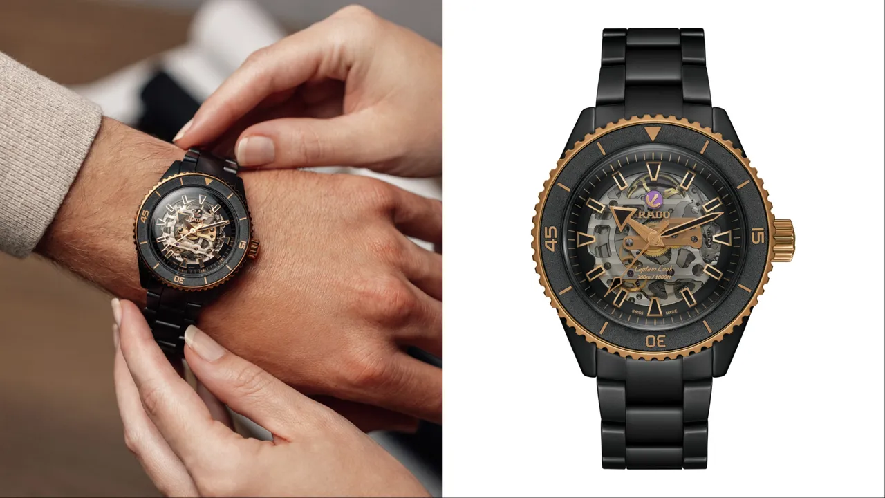 Rado Captain Cook庫克船長高科技陶瓷鏤空腕錶，14萬5400元。品牌提供