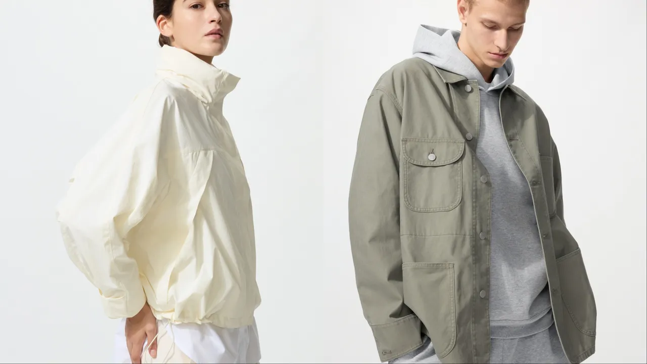 UNIQLO女裝防風立領布勞森外套（左）、男裝工裝外套（右），期間限定價各1490元。品牌提供