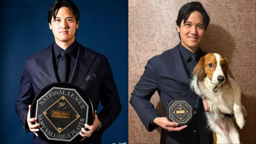 大谷翔平帥穿BOSS再獲全票MVP　愛犬也沒輸抱走迷你版MVD