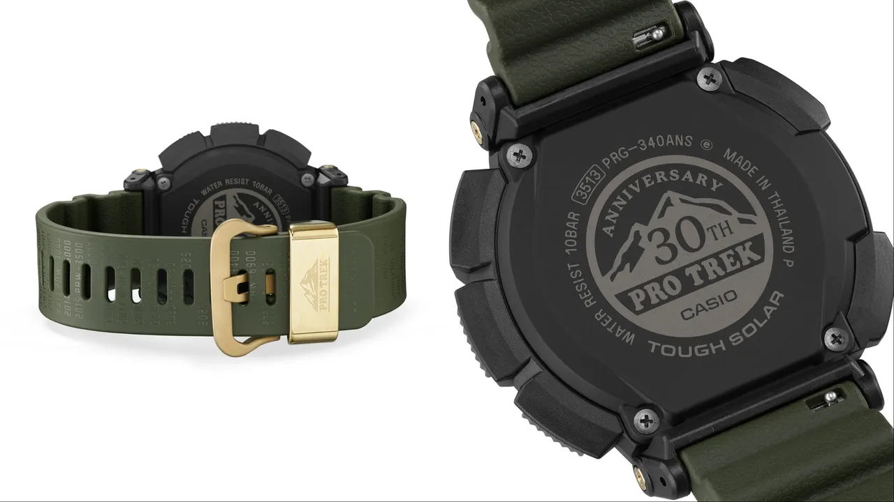 錶帶扣環、背蓋飾有PRO TREK 30周年紀念Logo。品牌提供