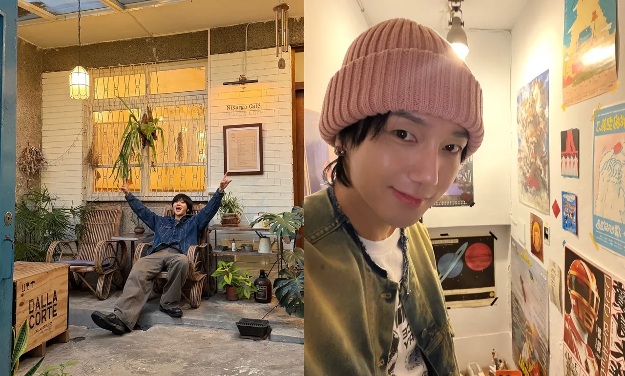 藝聲專訪結束後立刻跑咖（左圖），上月到高雄開唱也去咖啡店踩點。翻攝藝聲IG