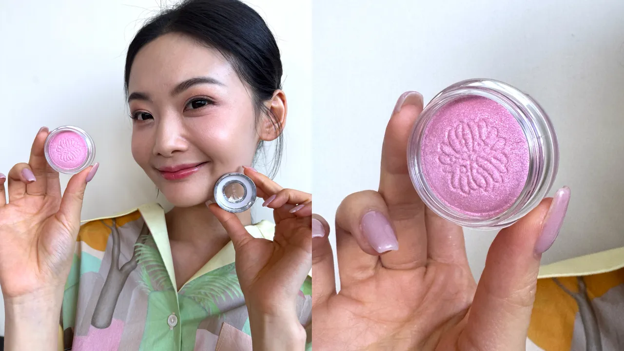 Model示範粉紅櫻花限量眼彩凍。品牌提供