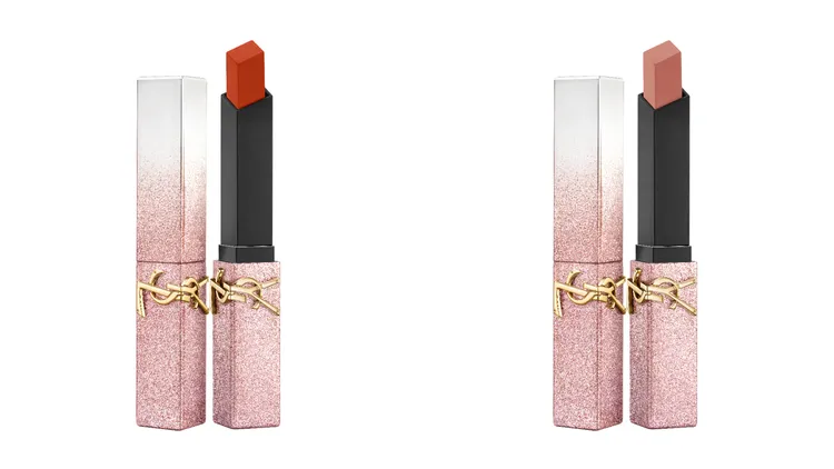 YSL奢華緞面絨霧唇膏#1936（左圖）、#1988（右圖），各1650元。品牌提供
