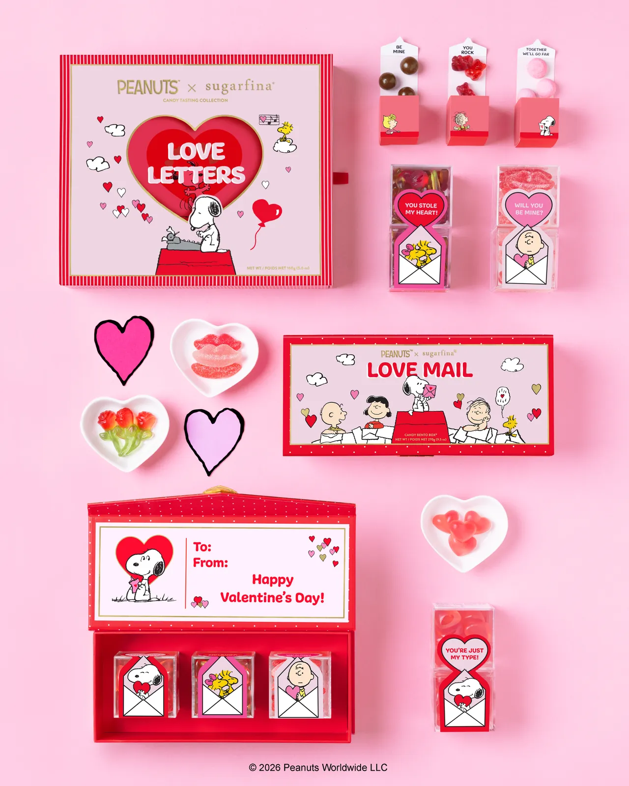 sugarfina x Peanuts 情人節系列。業者提供