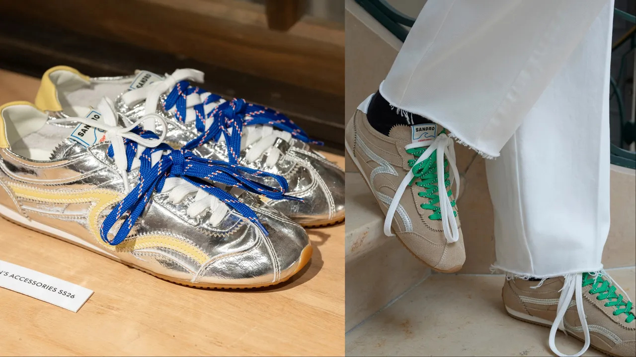SANDRO本季推出全新雙色鞋帶薄底鞋。品牌提供