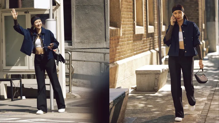 9m88穿著lululemon EasyFive外套4480元、EasyFive中腰直筒長褲5280元、Luxtreme女士訓練頭帶480元、City Essentials迷你單肩包1L 1980元。品牌提供