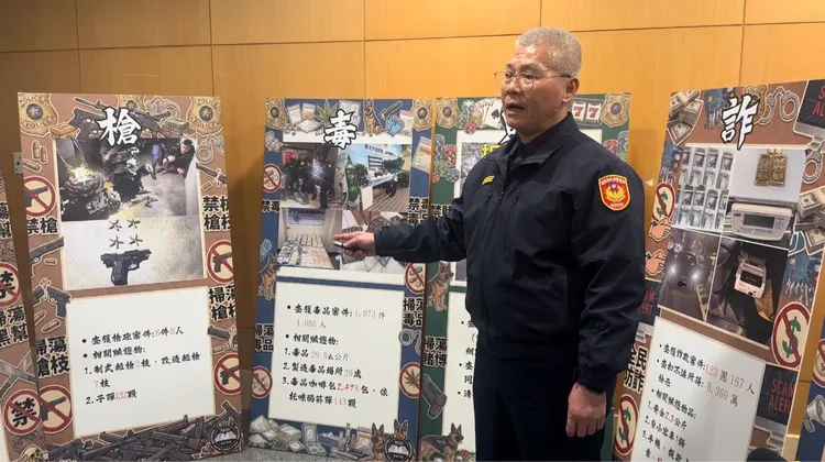 警察局長方仰寧表示，「安心五大面向」亮眼數據的核心目的，是為加強重要節日安全維護奠定穩固治安基礎。翻攝畫面