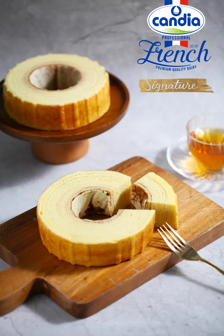 Brillante pâtisserie星忱甜點使用Candia肯迪雅發酵奶油82%製成Candia肯迪雅「年輪蛋糕」。業者提供