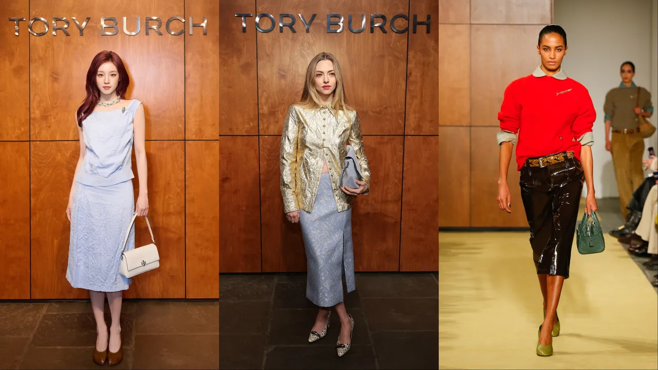 宋雨琦（左）、亞曼達席菲德（中）現身TORY BURCH秋冬大秀。品牌提供