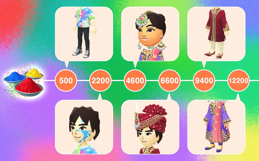 完成活動任務即可獲得色彩節主題的Mii服裝。皮克敏官網